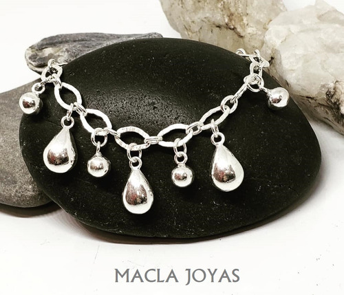 Imagen 1 de 6 de Pulsera Modelo Polonia En Plata 925 Con Dijes Varios