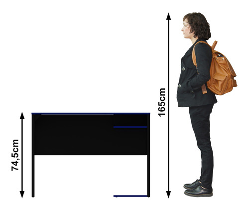 Imagen 7 de 8 de Mueble Escritorio Gamer Moderno Negro/azul Me4161.0002