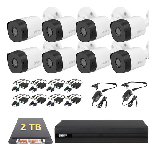 Kit Video Vigilancia 8 Cámaras 5 Mp Dahua Cctv 2 Tb Baluns