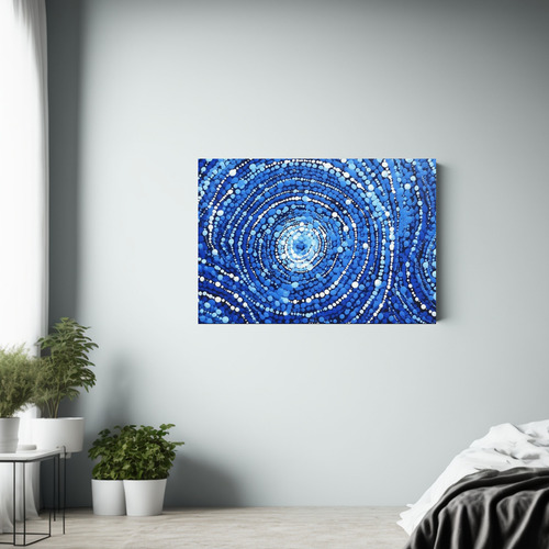 60x40cm Cuadro Círculos En Espiral En Tonos Azules Vibrante