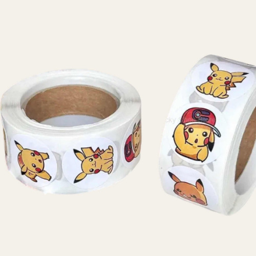 100 Stickers En Rollo Pokémon, Pikachu