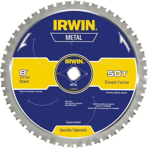 Hoja De Sierra Circular Irwin Tools, Para Metal, 20,3cm, 50t