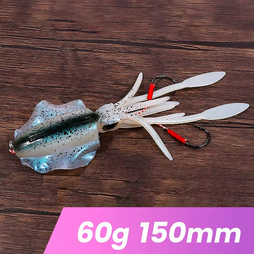 Señuelos De Calamar Para Pesca De Orilla Troleo Y Jiggin 60g Azul Acero