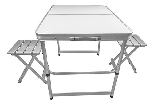 Mesa Kushiro Plegable + 2 Bancos Aluminio Para 2 Personas Co