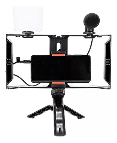 Kit Creacion Video Soporte Tripode Luces Y Microfono Semipro
