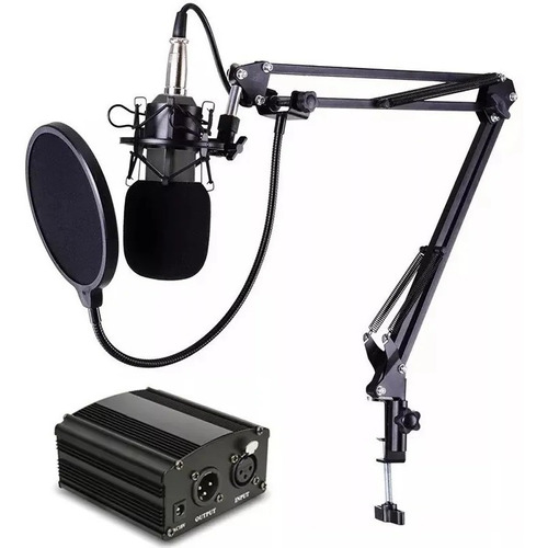 Microfone Estúdio Bm800 + Pop Filter + Aranha+phantom Power