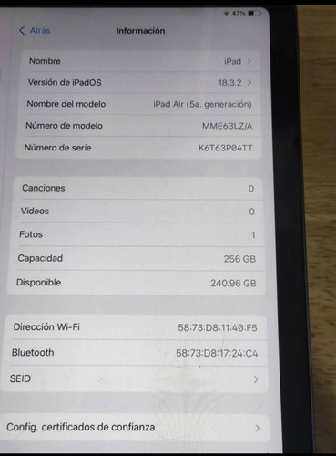 Ipad Air 5th Gen 256gb Wi-fi Negro (Usado)
