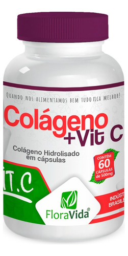 Colágeno Hidrolisado + Vit C, 60 Cápsulas - Kit 10 Unidades