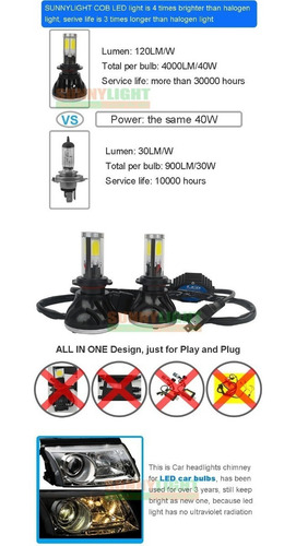 Imagen 7 de 8 de Par Ampolleta Led H7 Neblineros Blanco Frio 80w 8000lm