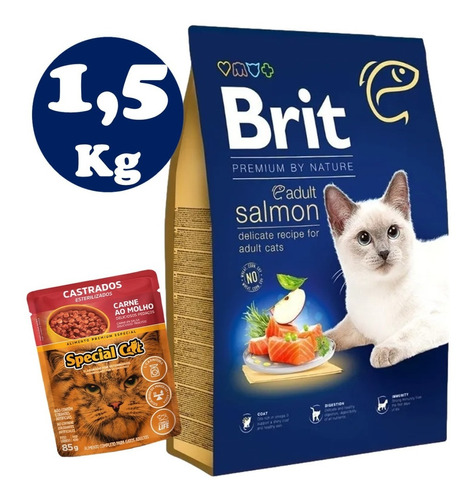 Brit Premium Gato Adulto Salmon 1,5kg + Regalo