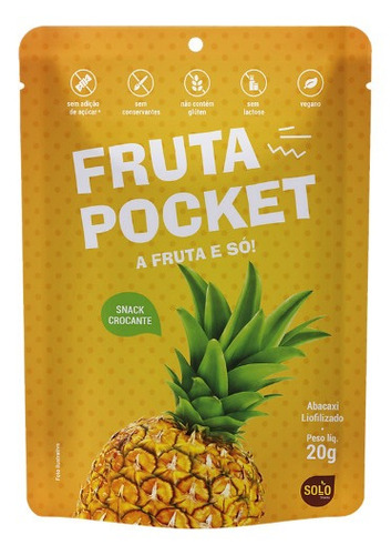 Fruta Pocket Abacaxi Liofilizado 20g Kit C/ 5 Unid