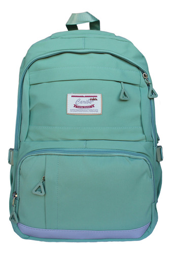 Mochila Bolso Escolar Niñas 44cm Compartimiento Notebook Color Verde Claro