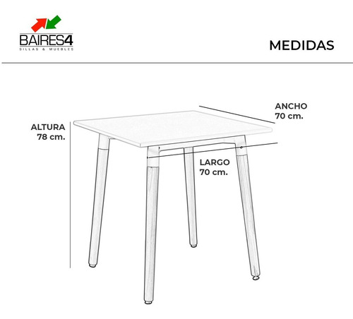 Imagen 6 de 6 de Juego De Comedor Mesa 70x70 + 2 Sillas Milán | Contado