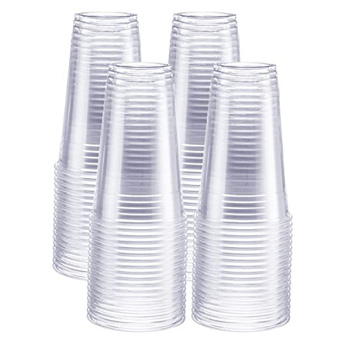 [100 Pack 24 Oz.] Crystal Clear Pet Plastic Cups