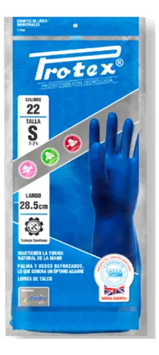 Guante Caucho Domestico Azul Calibre 22 Protex Latex Natural