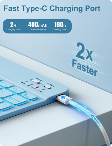 Funda Con Teclado Hamile Para iPad 10.2, Celeste