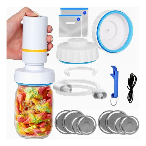 Kit De Sellador Al Vacío Food Sealer Mason Jar Can Reseler P