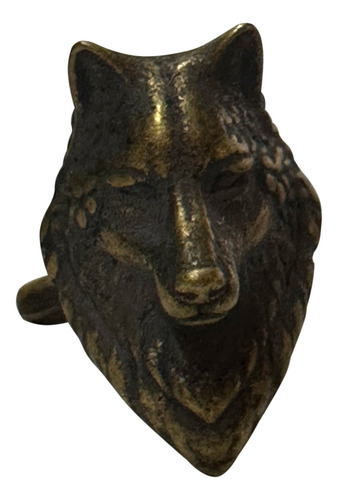 Mancuernillas Thot Ra Figura Cabeza De Lobo Para Camisa N001 Color Dorado Oscuro