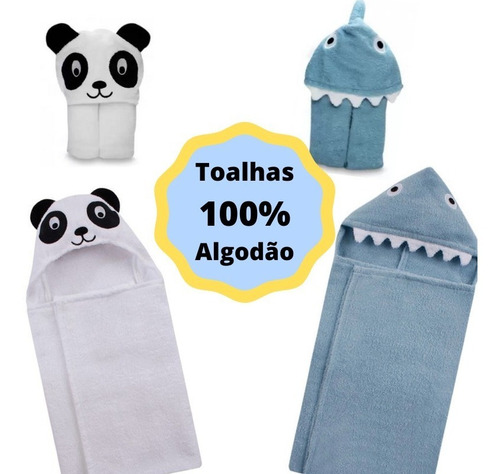 Imagem 5 de 7 de Kit Enxoval Presente Para Bebê Com Toalha E Manta Com Capuz