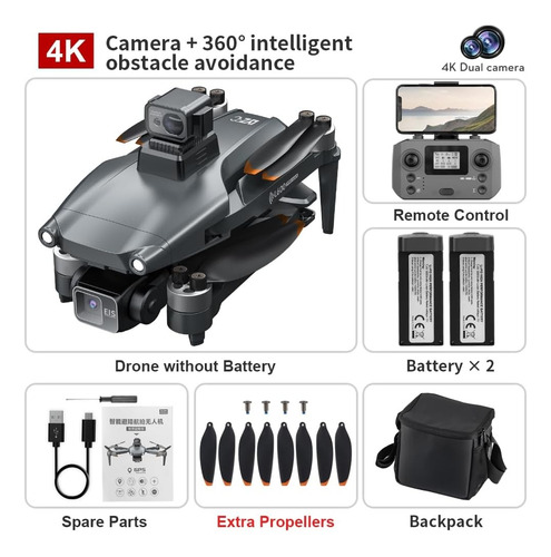 Drone L600 Gps Profesional Con Cámara 4k Y Retorno Auto Negro