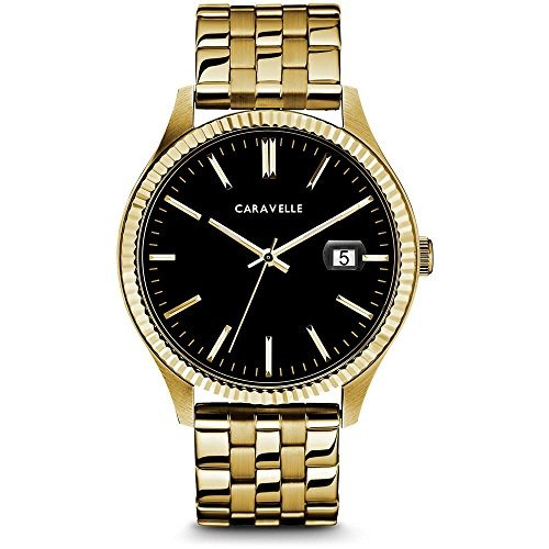 Reloj Bulova Para Hombre 44b121 Caravelle Pulsera Dorada En