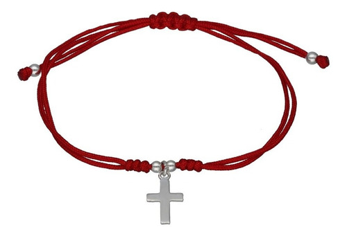 Pulsera Plata 925 Hilo Rojo Trenzado Cruz / Todojoyas