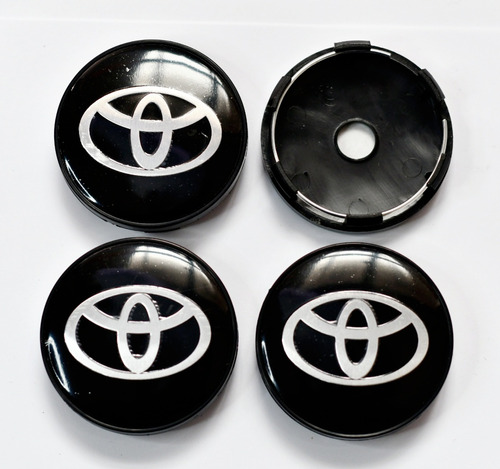 Pack 4 Tapas Toyota Negras 60mm 6cm Centro De Llanta Rueda 