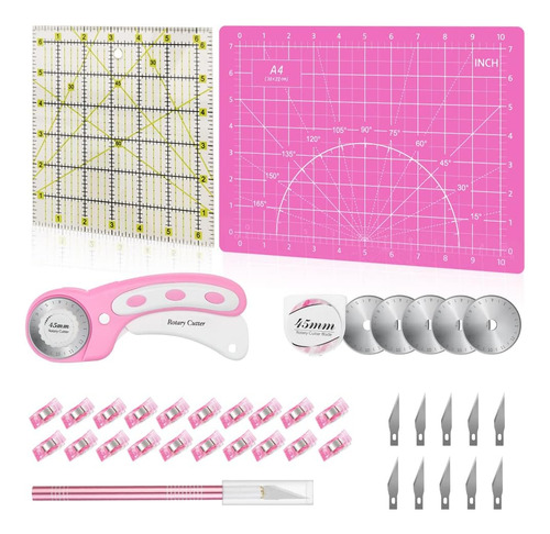 Juego De Cortadores Giratorios De 39 Piezas Rosa - Kit De Ac