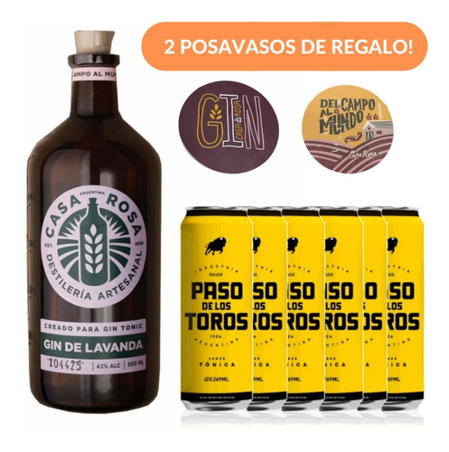 Gin Casa Rosa Lavanda 500ml. + 6 Tonicas Paso De Los Toros 