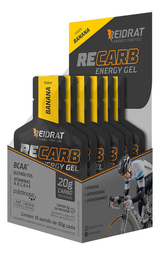 Display Energy Gel 30g - 10 Un - C/ Bcaa Palatinose -reidrat Sabor Banana