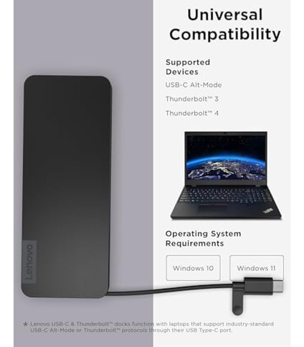 Lenovo Usb-c Slim Travel Dock, 8 Ports, Up To 65w
