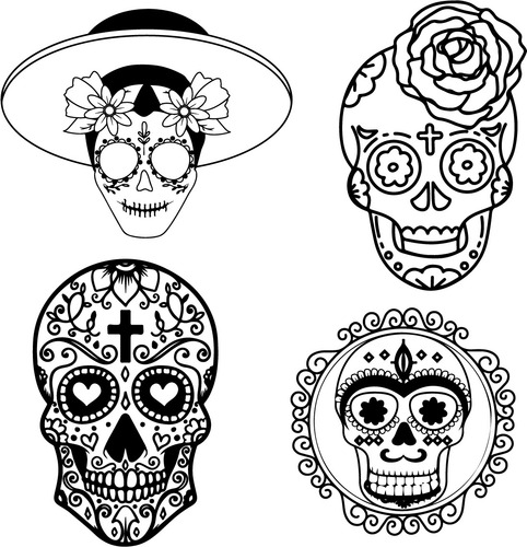 Colección De 20 Vectores De Calaveras Mexicanas