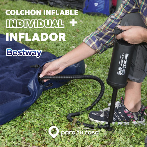 Colchón Camping Inflable 1 Plaza + Inflador Bestway Ct
