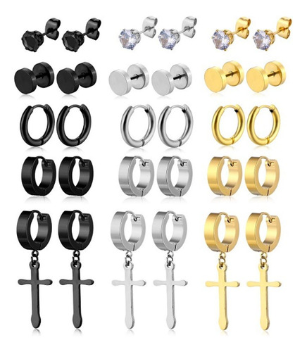 30 Pzs Aretes Hombre/mujer Pendientes De Acero Inoxidable