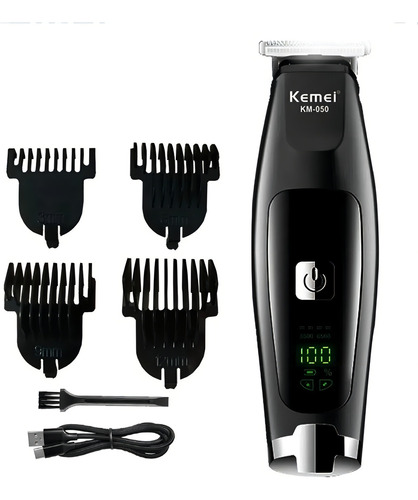 Máquina de cortar cabelo com aparador profissional Kemei Km-050 cor preta
