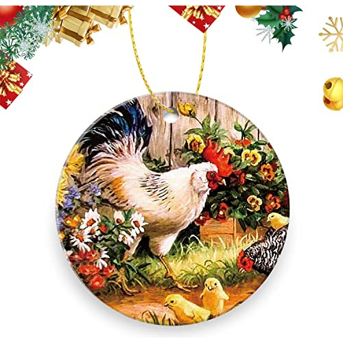 Adorno De Árbol De Navidad De 3 Pulgadas Gallinas Entr...