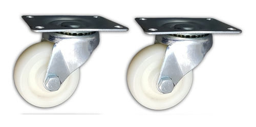 2 Ruedas Pp - Nylon Industrial De 75mm Giratorias 200kg Ruedas Blanco