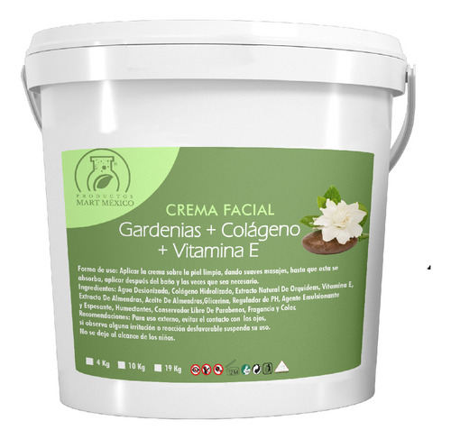 Crema  De Gardenias, Colágeno Y Vitamina E 19 Kilos