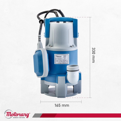 Imagen 7 de 12 de Bomba Desagote Motorarg Sapas 0.5hp Agua Sucia 400 Watts