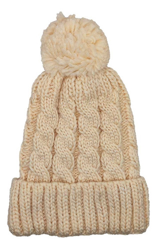 Gorro Lana Mujer Invierno Tejido Ochos Pompon Con Corderito