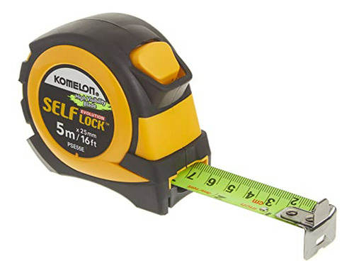 Komelon Pse55e 5m-16' Metric Self-lock Tape Measure, Yellow-