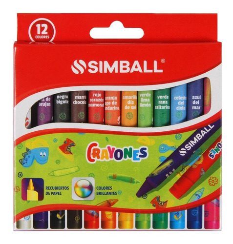 Lapices De Cera Crayones Simball X12 Colores