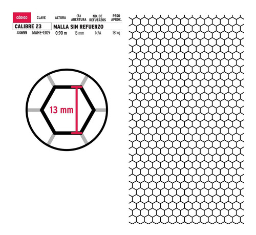 Imagen 2 de 3 de Malla Acero Galvanizado Hexagonal 13 Mm X 0.90 M 44655