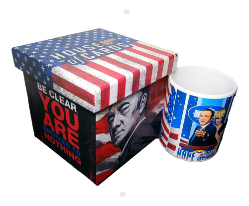 House Of Cards, Taza Con Estuche De Madera Dont Panic