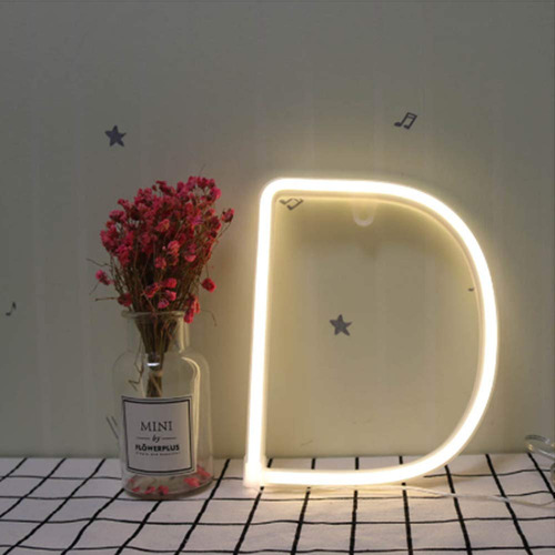 Letrero Letra Neon Blanco Calido Luz Noche Led Alfabeto Para