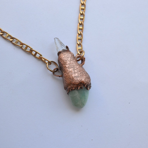 Imagen 2 de 7 de Collar Amazonita, Cuarzo Cristal, Set De Piedras, Cod1