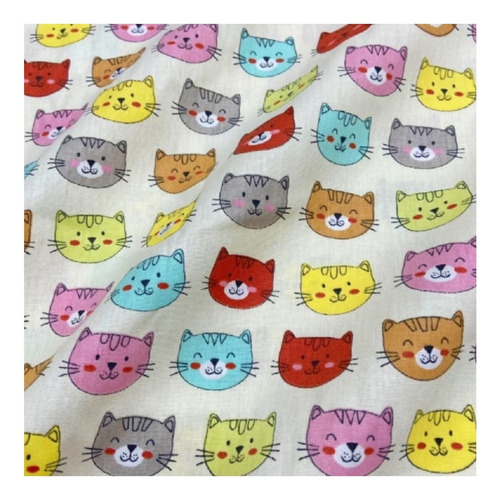 Tecido Tricoline 100% Algodão Gatinhos 0,50 Cm X 1,50 M Desenho Do Tecido Cat Lovers 4