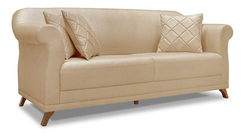 Kit 2 Poltronas E Sofá 2 Lugares 1,60m Vênus Linho Dourado
