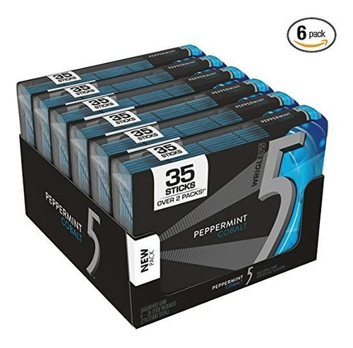 5 Chicle Sin AzĂșcar Gum, Menta Cobalt, Paquete De 35-stick (