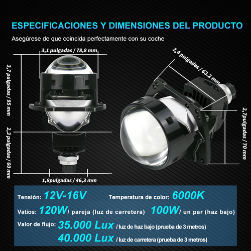Faro Delantero H4 H7 Con Lente De Proyector Bi-led 3inch
